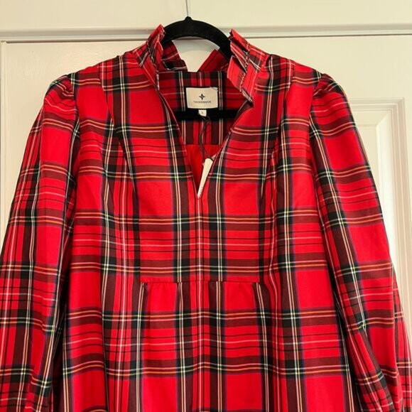 NWT Tuckernuck Women's Royal Stewart Tartan Palmerston Dress Red Plaid L - Picture 3 of 11